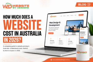 Blog How much does a website cost in Australia in 2026? Website By Designs blog banner featuring a responsive website displayed on desktop and mobile devices.